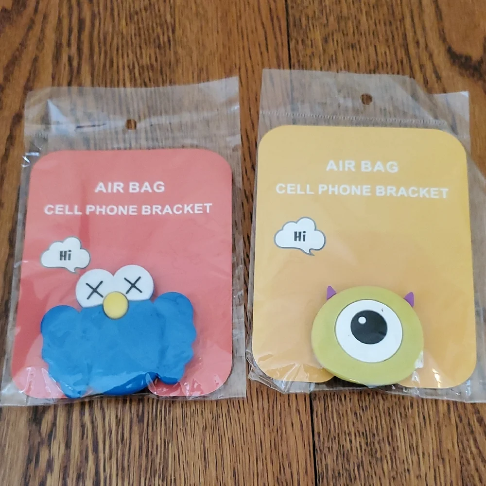 Set of 2 Air Bag Cell Phone Bracket - One Eyed Monster Head and Owl
